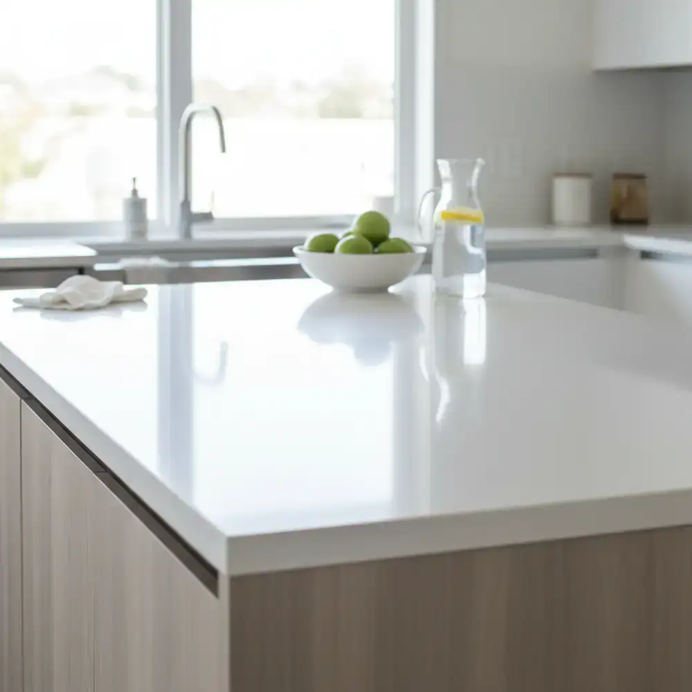 Sparkling clean kitchen counters after routine maintenance